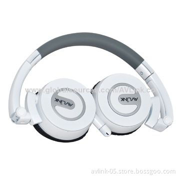 Portable 2.4GHz White Bluetooth Wireless Stereo Headphones, Built-in Mylar Speakers, Rollover Design